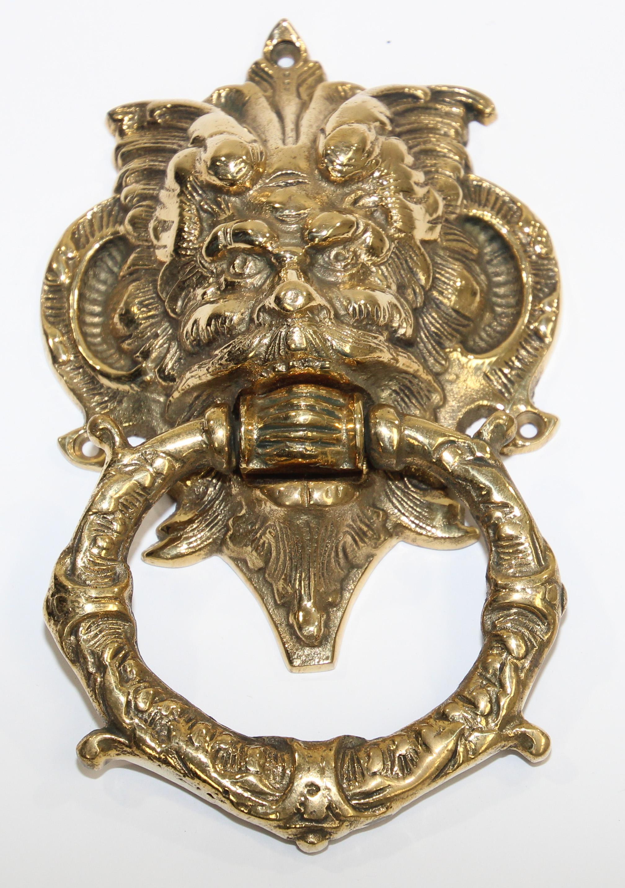 Gothic Revival Vintage Solid Brass Italian Gothic Devil Door Knocker