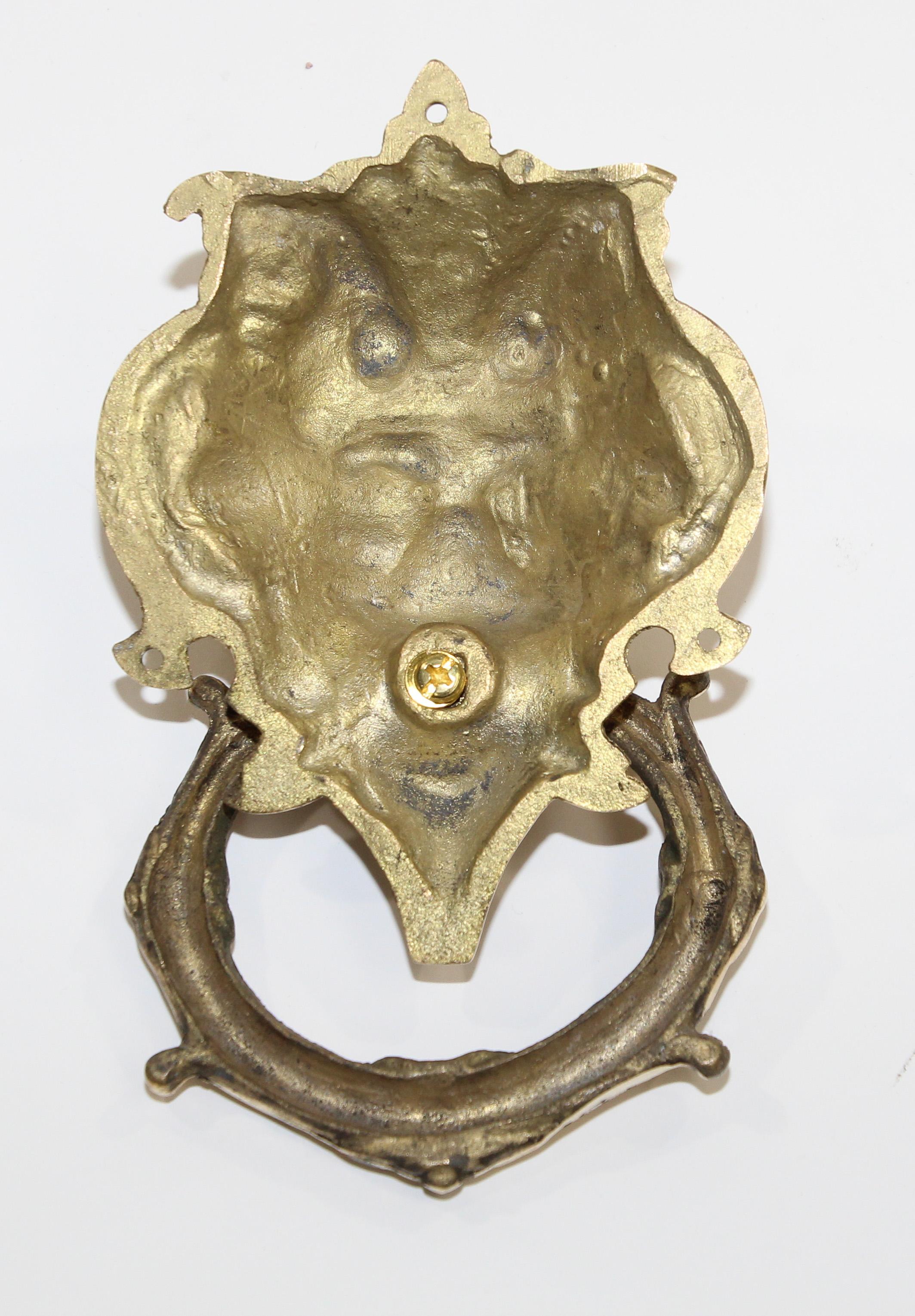 Cast Vintage Solid Brass Italian Gothic Devil Door Knocker
