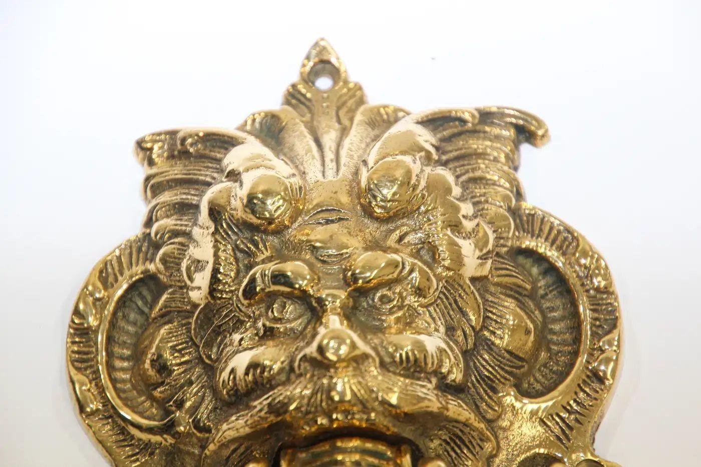 Vintage Solid Brass Italian Gothic Devil Door Knocker For Sale 2