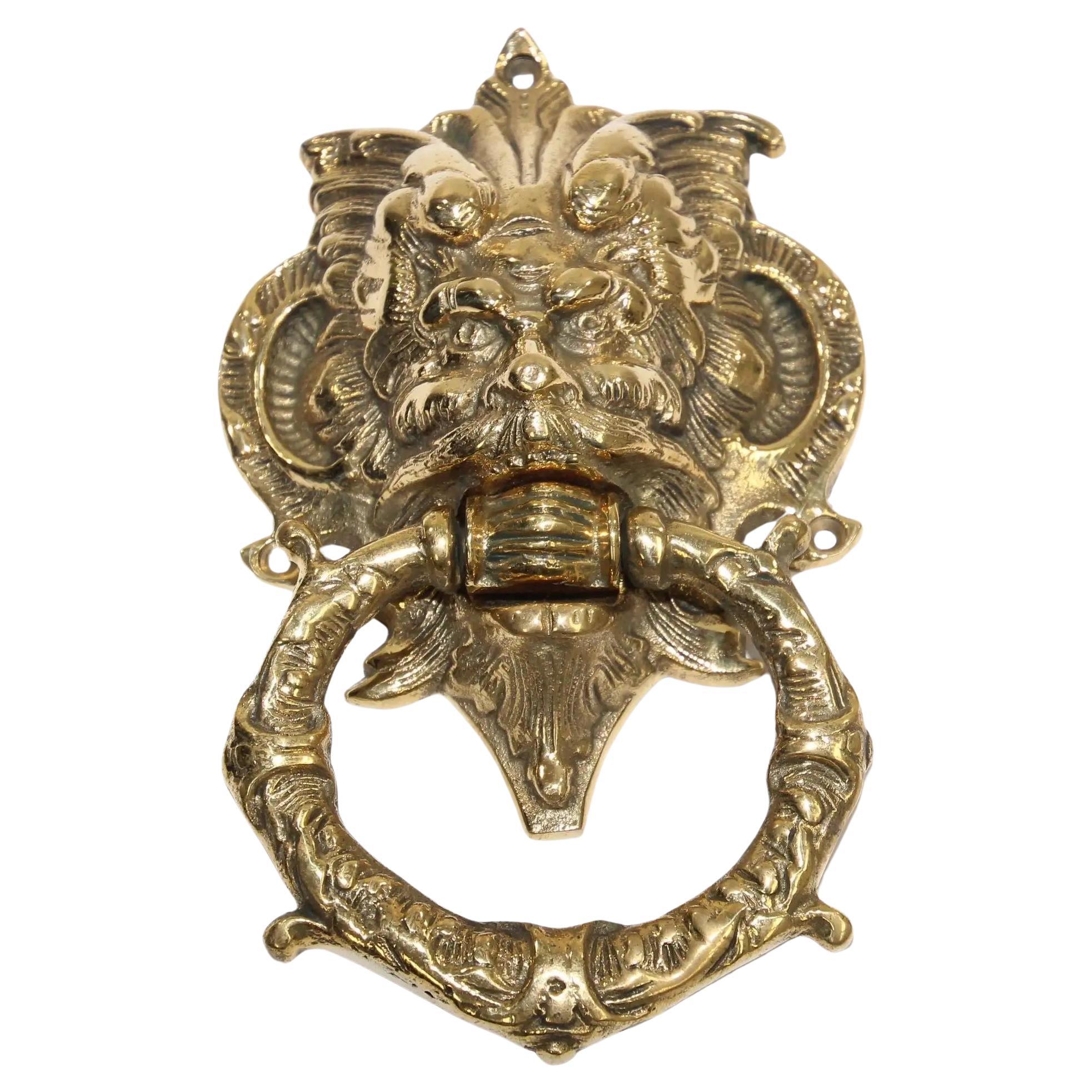 Vintage Solid Brass Italian Gothic Devil Door Knocker