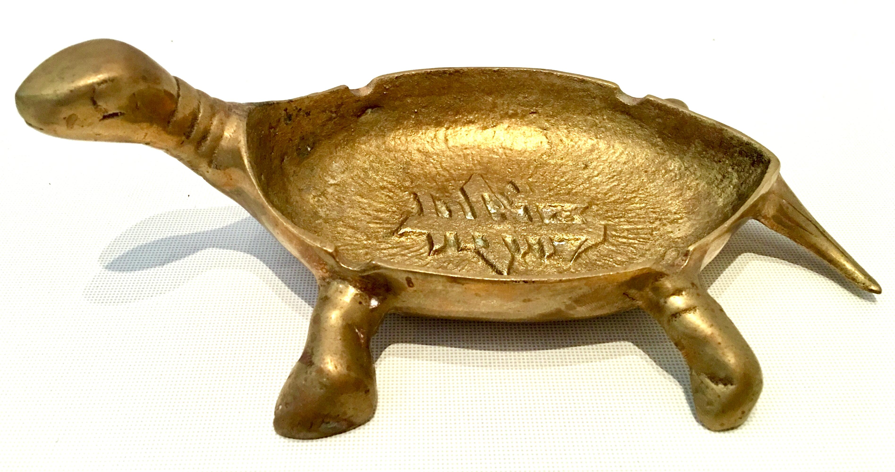 Vintage Solid Brass Large Turtle Lidded Box Sculpture 7