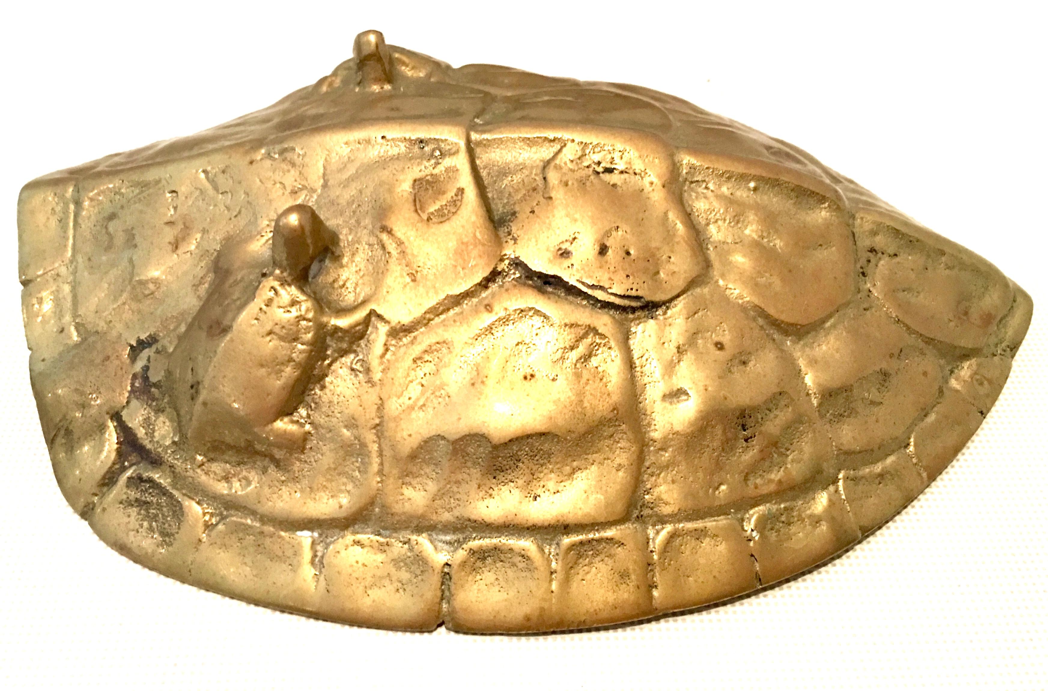 Vintage Solid Brass Large Turtle Lidded Box Sculpture 2