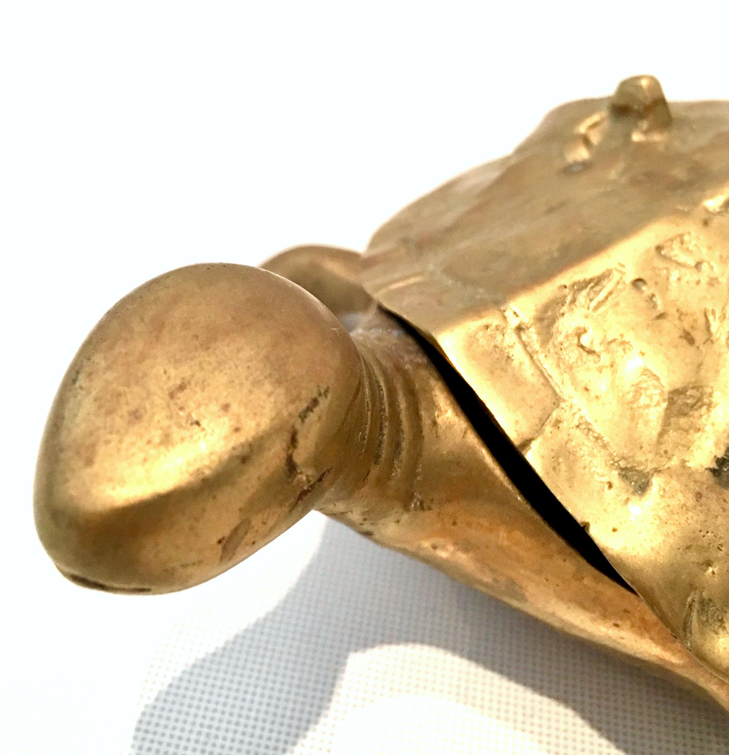 Vintage Solid Brass Large Turtle Lidded Box Sculpture 4