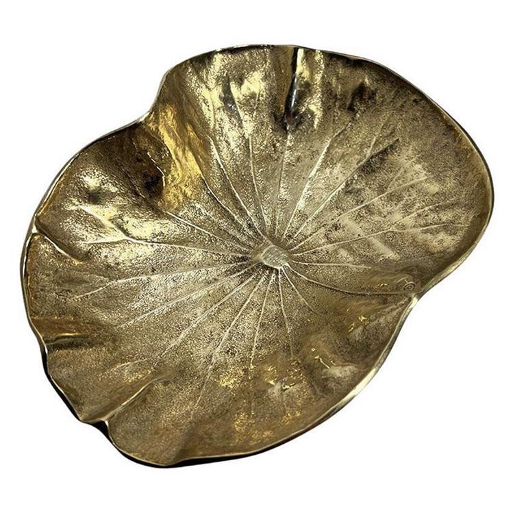 Art nouveau Bol décoratif lotus en laiton massif vintage - Virginia Metalcrafters en vente