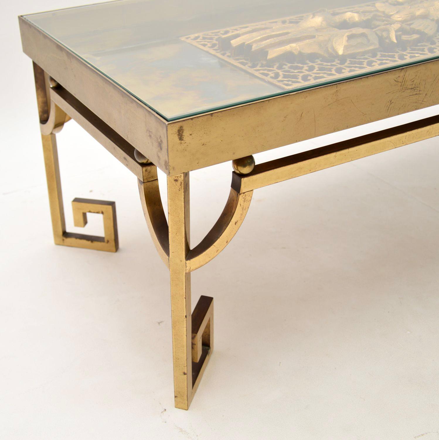 Vintage Solid Brass Oriental Style Coffee Table For Sale 6