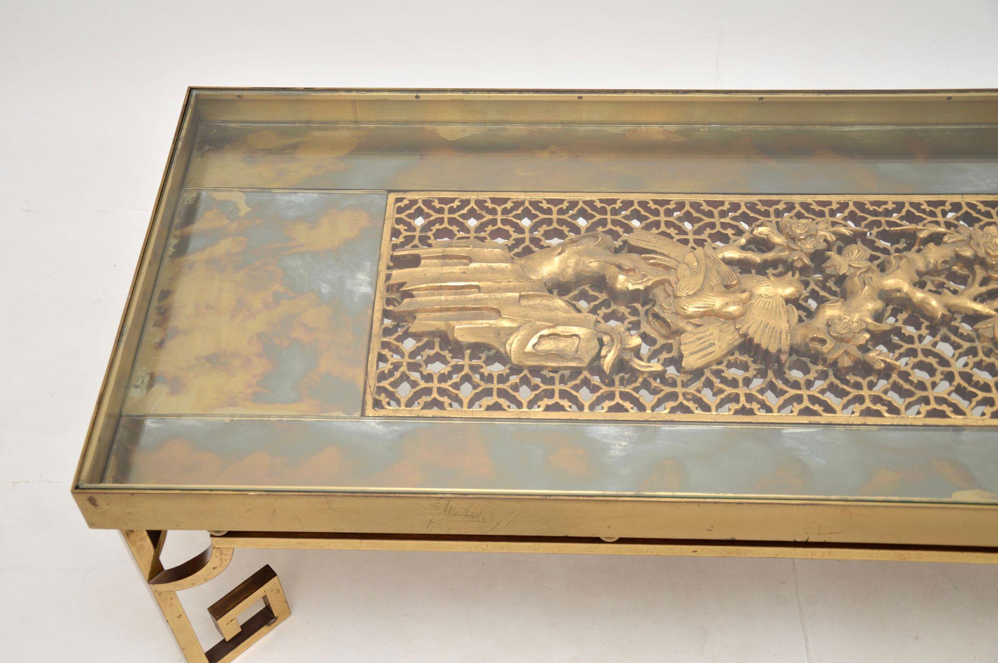 Vintage Solid Brass Oriental Style Coffee Table In Good Condition For Sale In London, GB