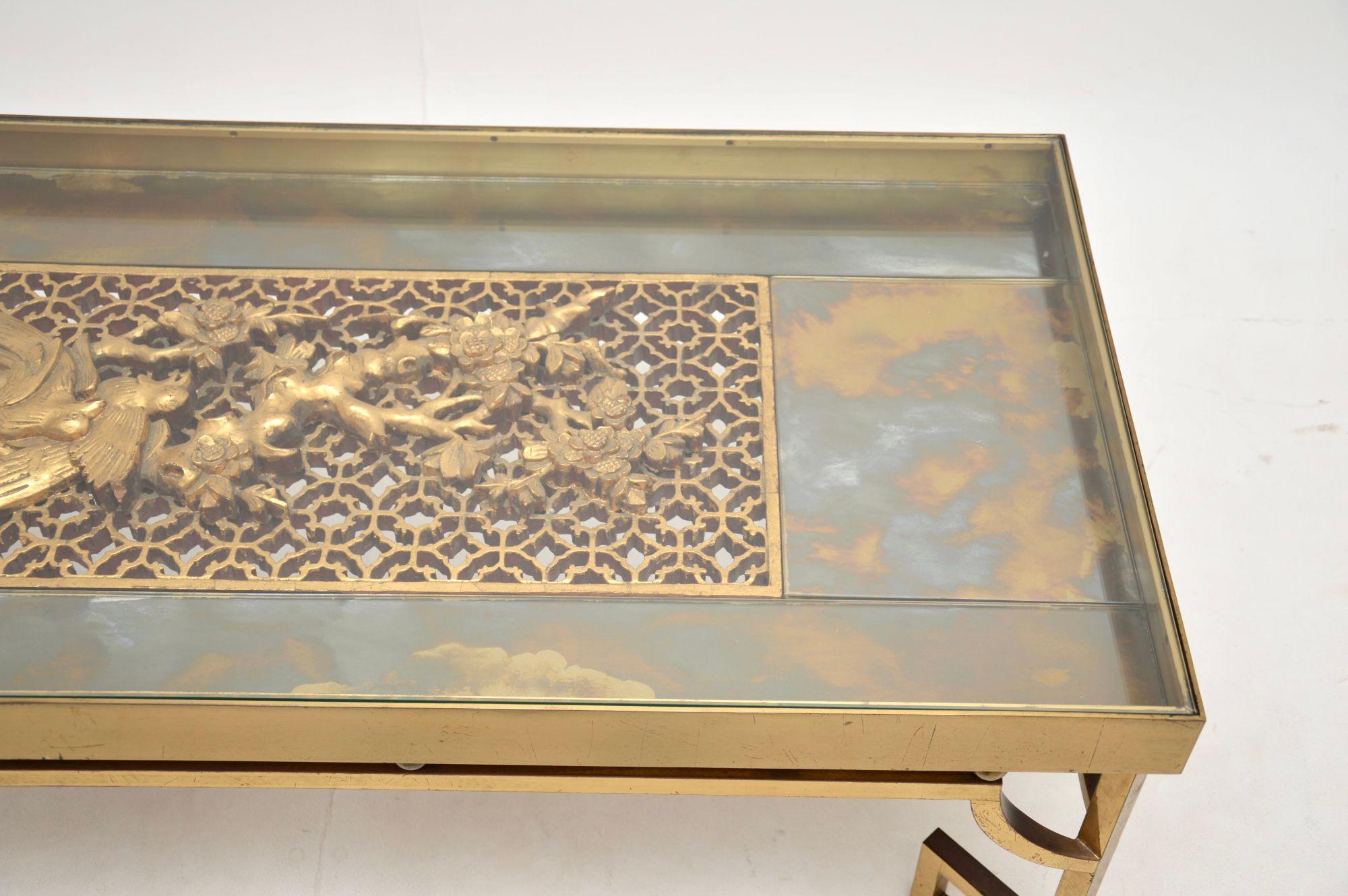 Mid-20th Century Vintage Solid Brass Oriental Style Coffee Table For Sale