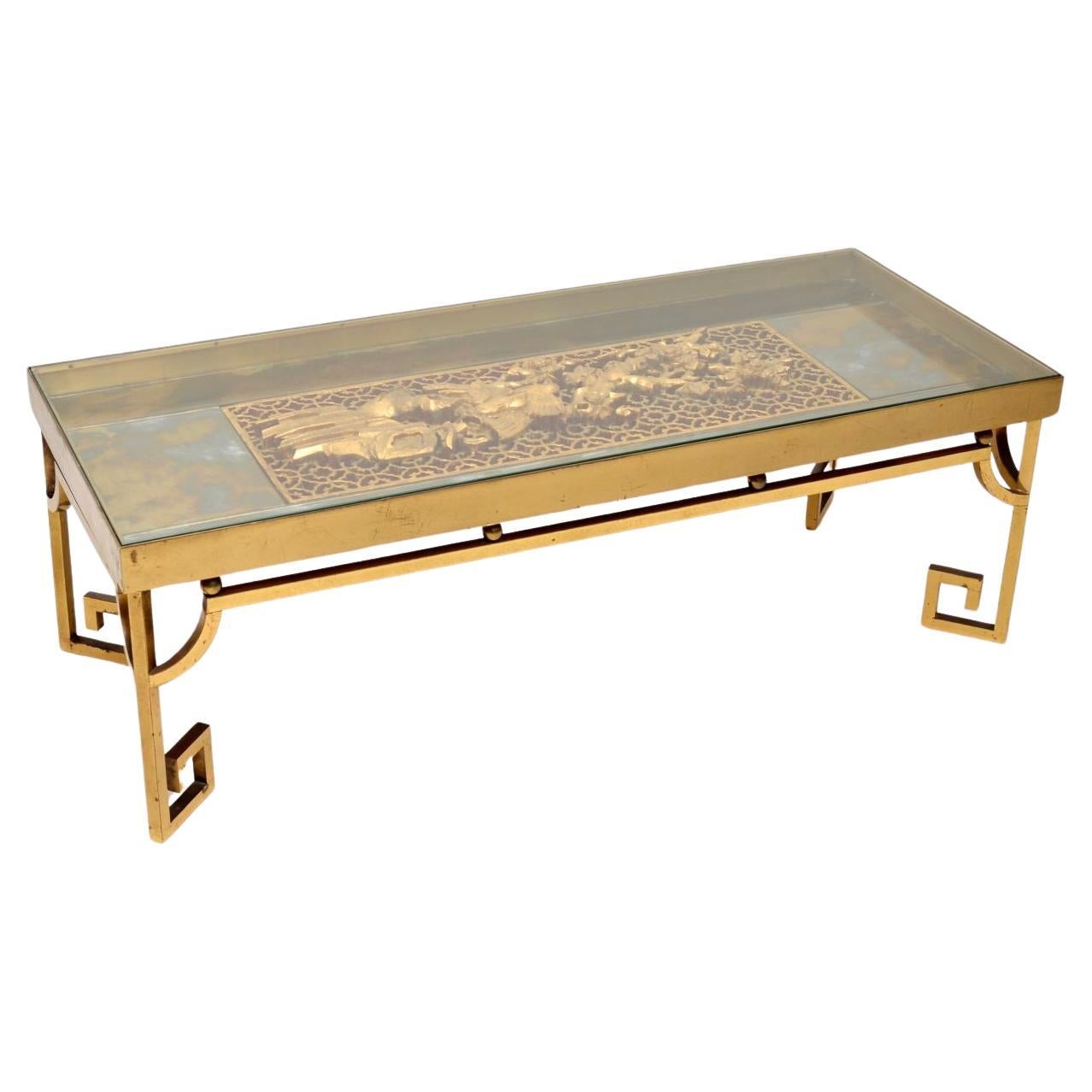 Vintage Solid Brass Oriental Style Coffee Table