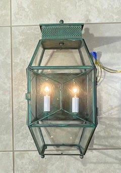 Vintage Solid Brass Outdoor Wall Lantern / Wall Sconce 9”w x 9”.5 d x 19”.5 h