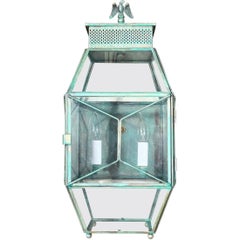 Vintage Solid Brass Outdoor Wall Lantern / Wall Sconce 9”w x 9”.5 d x 19”.5 h