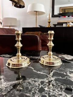 Vintage Solid Brass Pair Of Candlesticks Manufactured By Virginia Metalcrafters