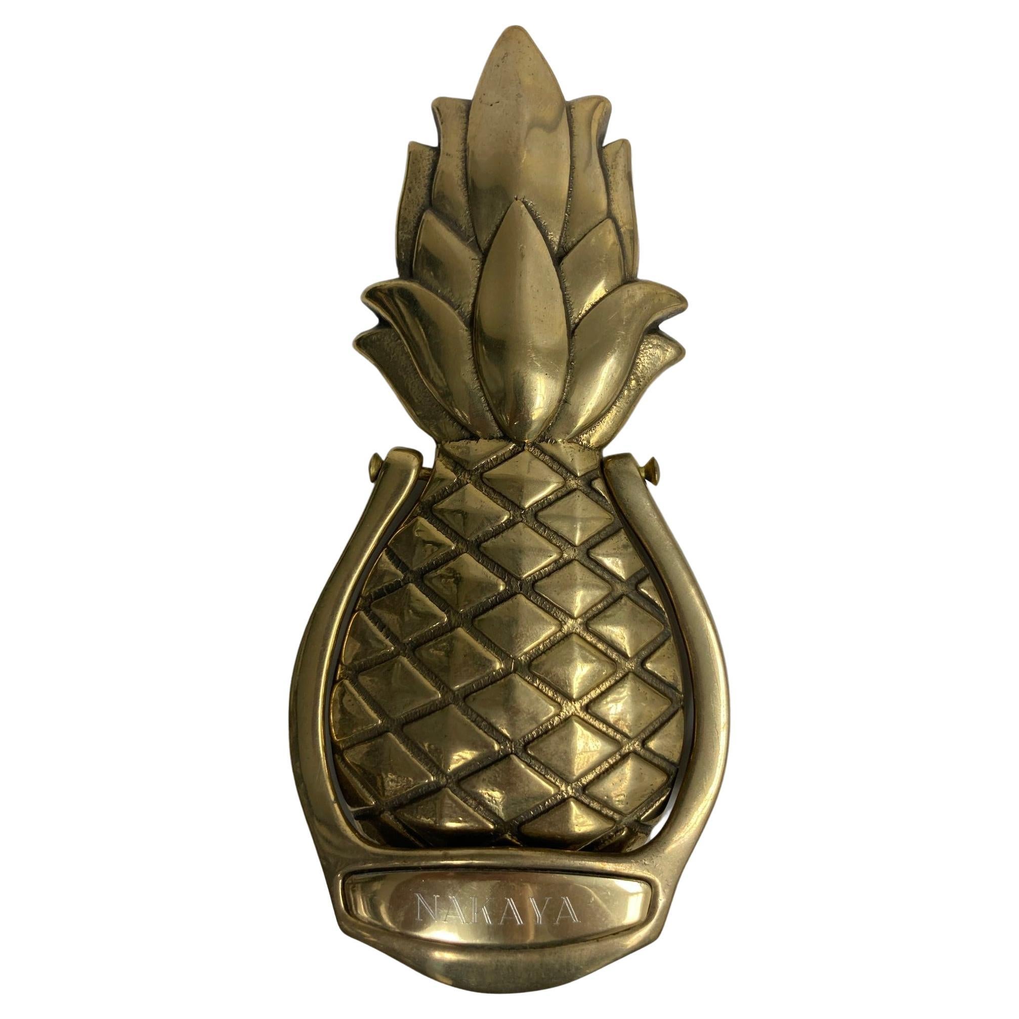 Vintage Solid Brass Pineapple Door Handle For Sale