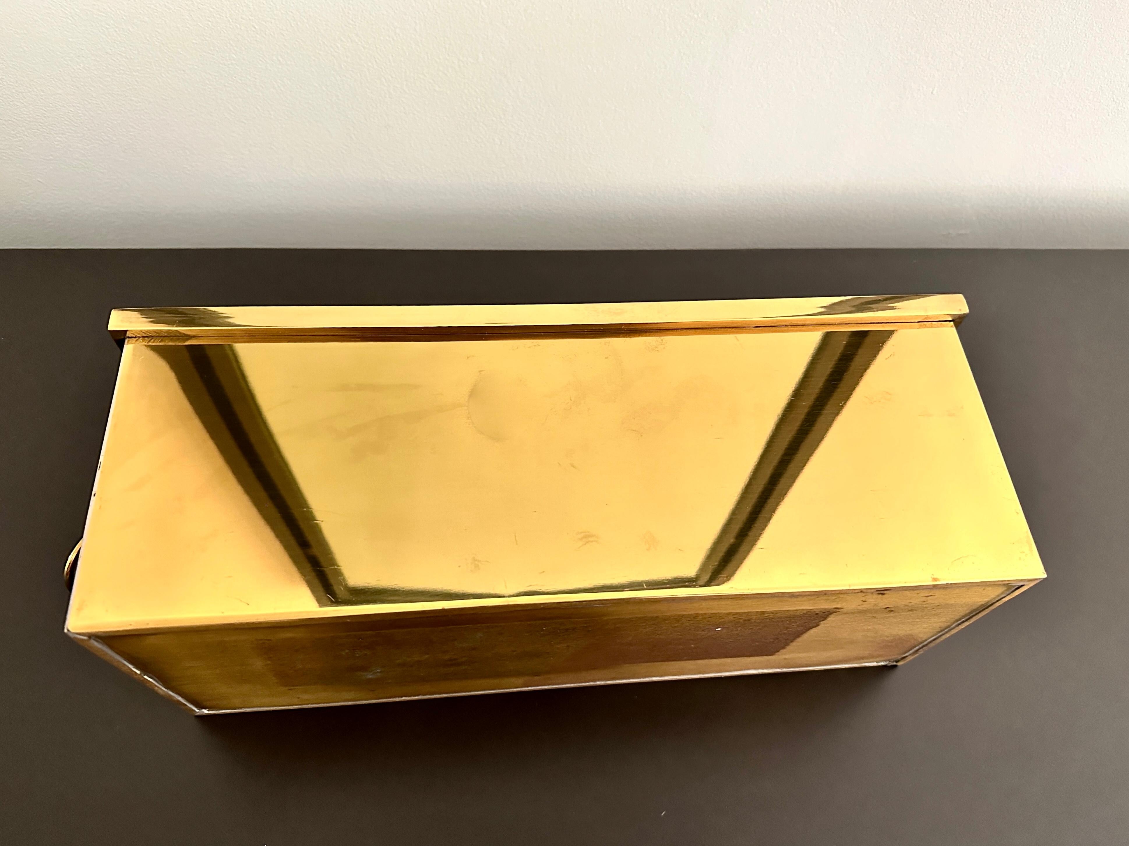 Vintage Solid Brass Planter With Ring Handles For Sale 6