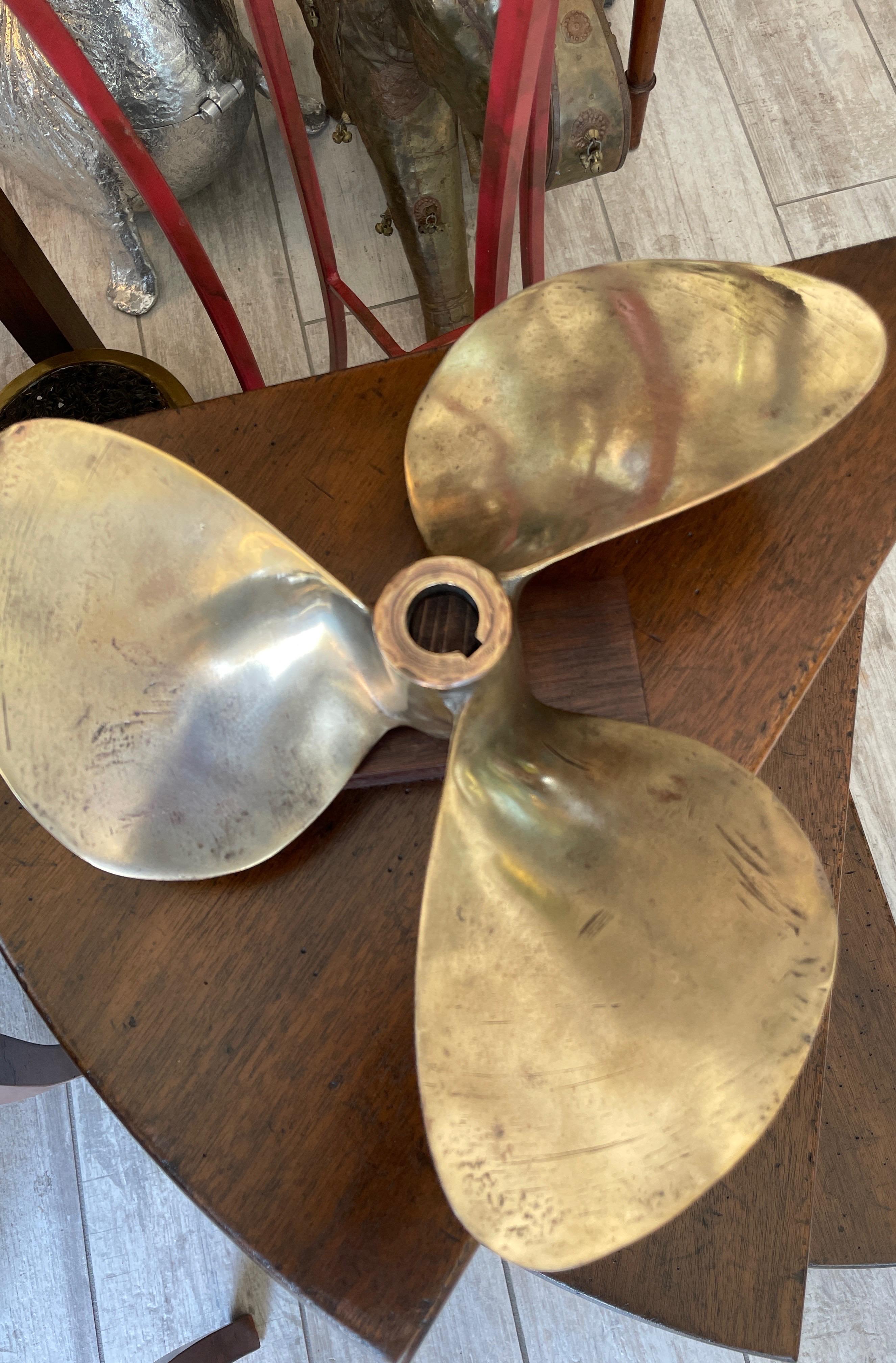 20th Century Vintage Solid Brass Propeller Paper Weight / Desk Accessory For Sale