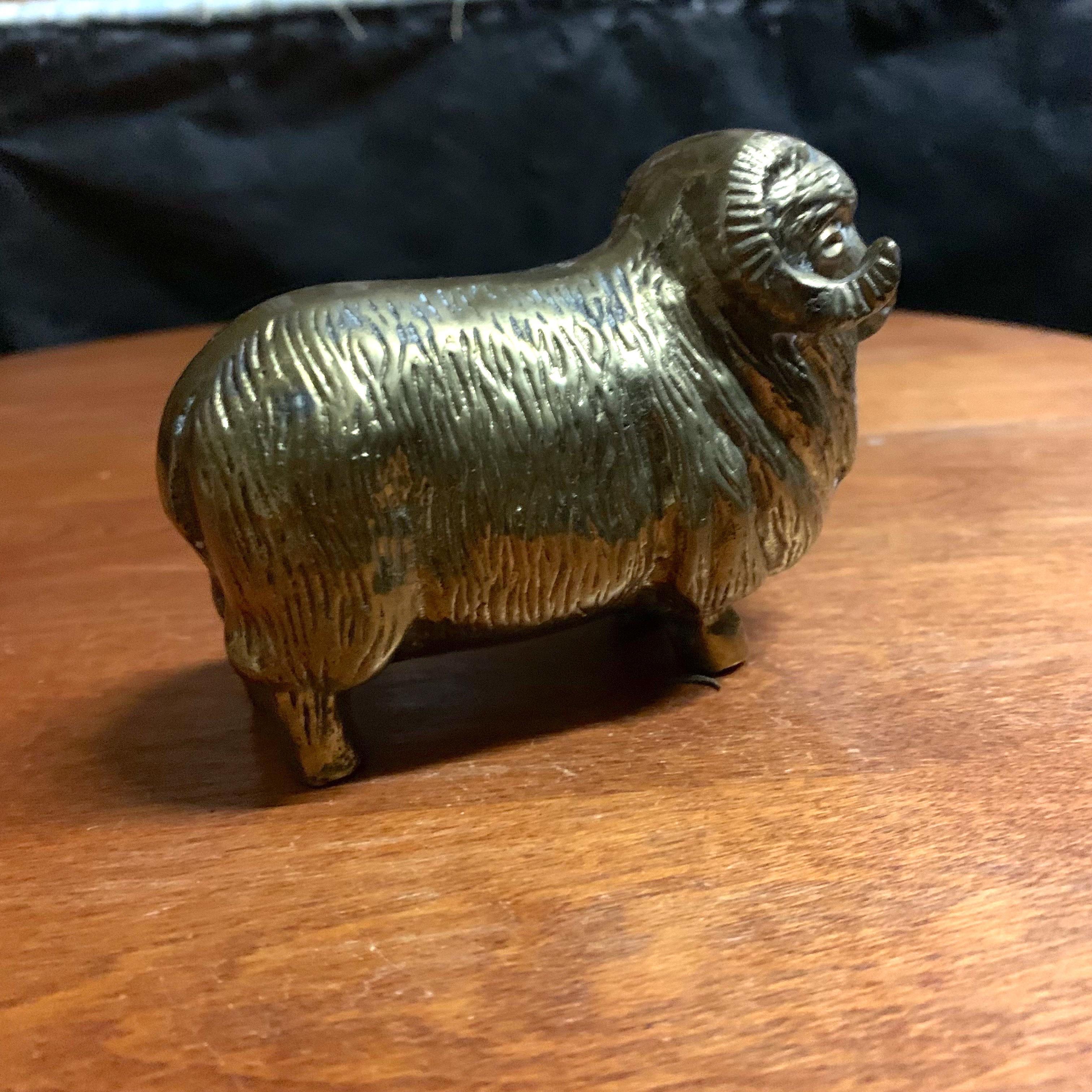 Vintage Solid Brass Ram Figure In Good Condition For Sale In Charleston, SC