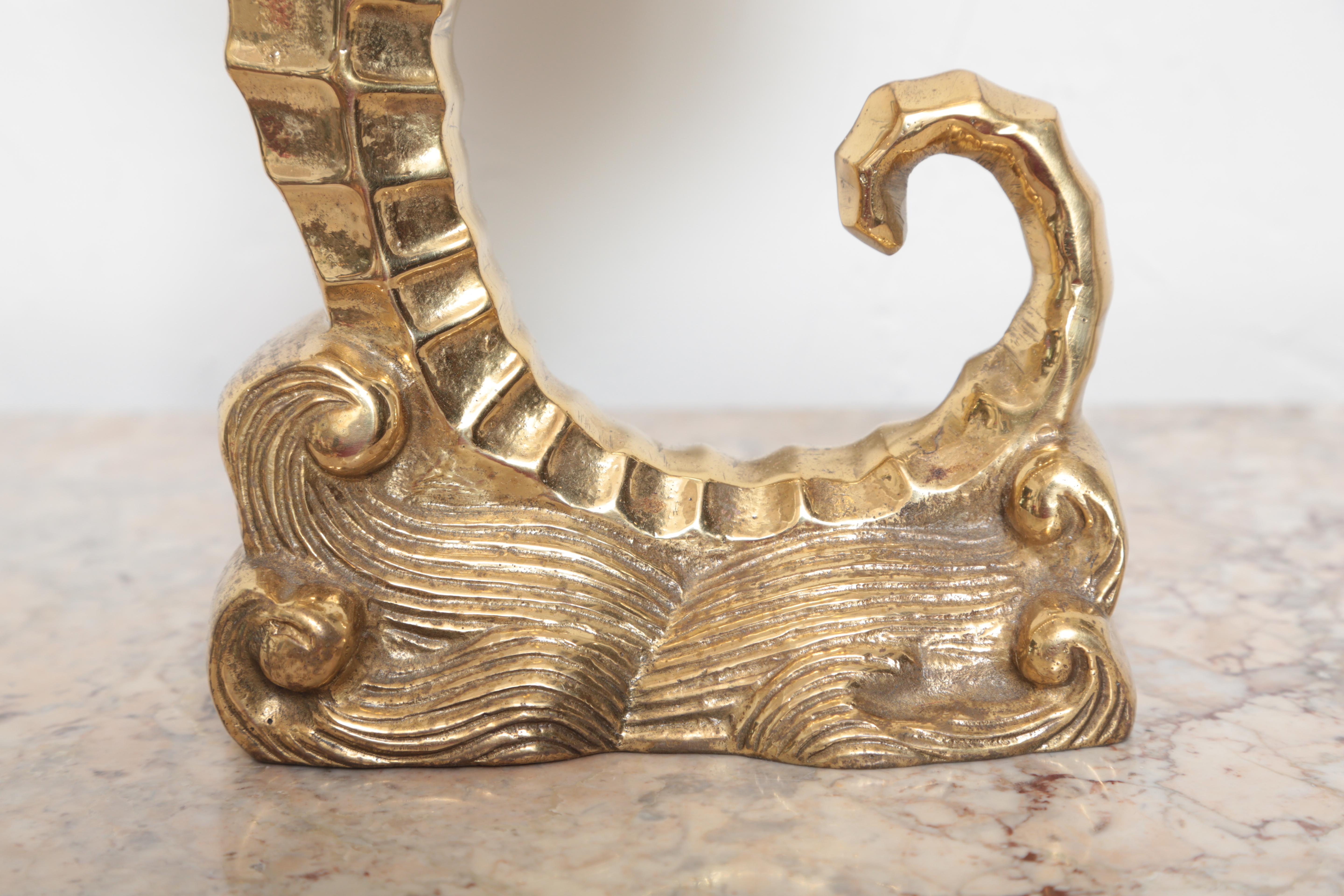 Vintage Solid Brass Seahorse Sculpture / Door Stop 1