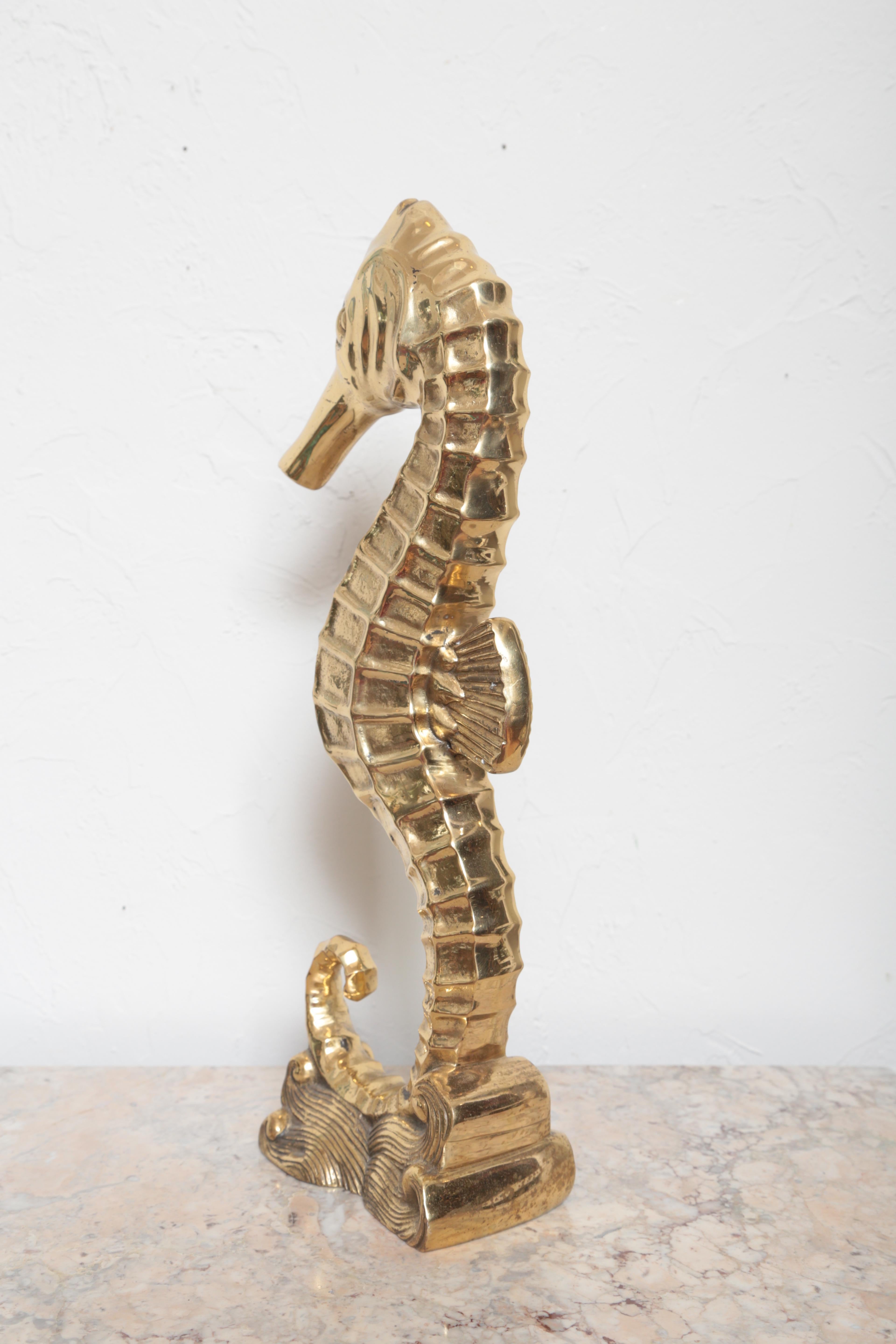 Vintage Solid Brass Seahorse Sculpture / Door Stop 1