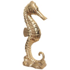Vintage Solid Brass Seahorse Sculpture / Door Stop