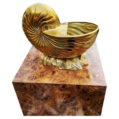 Vintage Solid Brass Seashell Planter