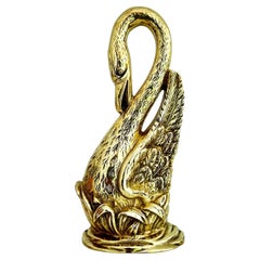 Tope de puerta de cisne de latón macizo vintage fabricado por Virginia Metalcrafters