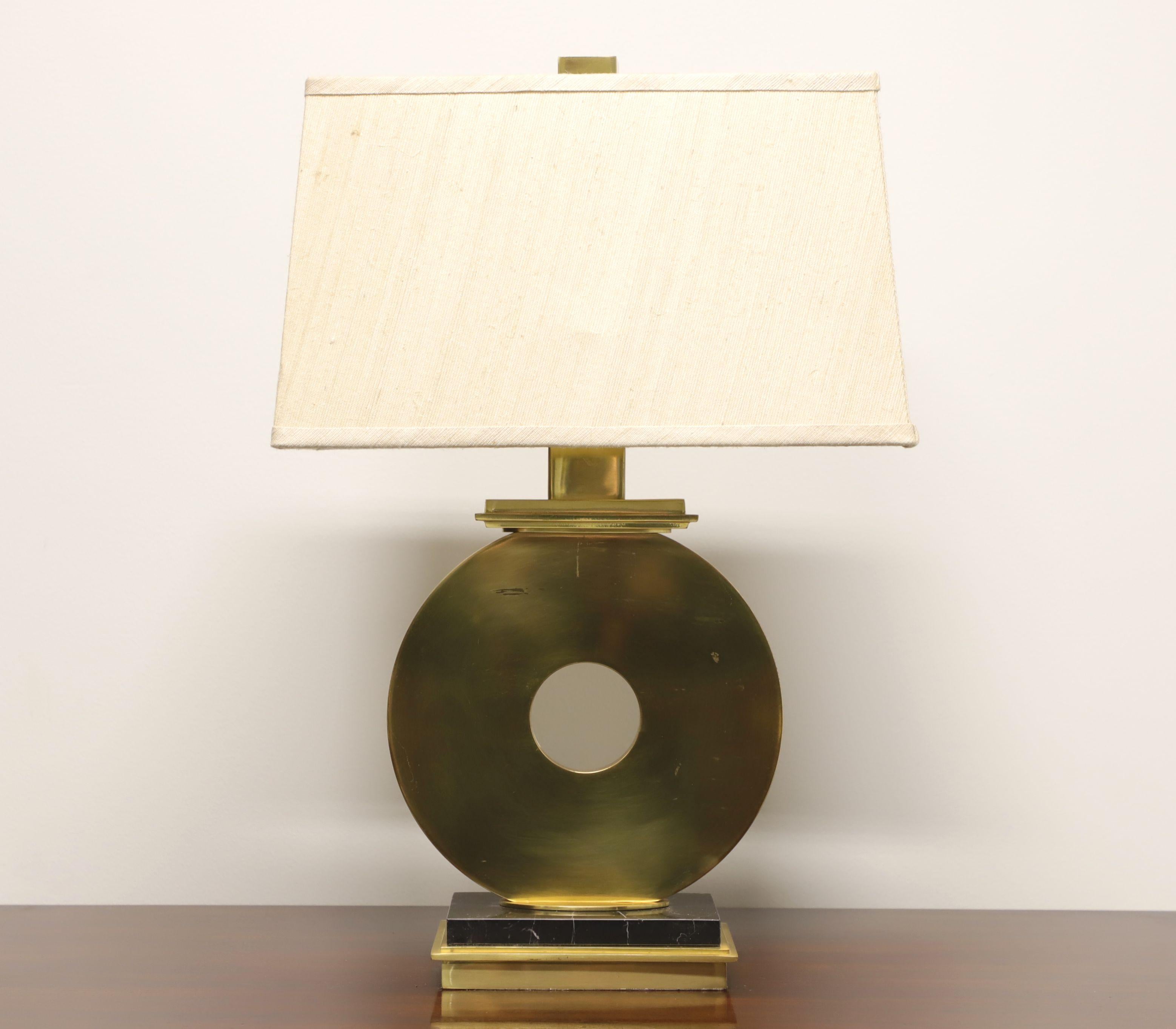 Metal Vintage Solid Brass with Marble Base Table Lamp with Shade