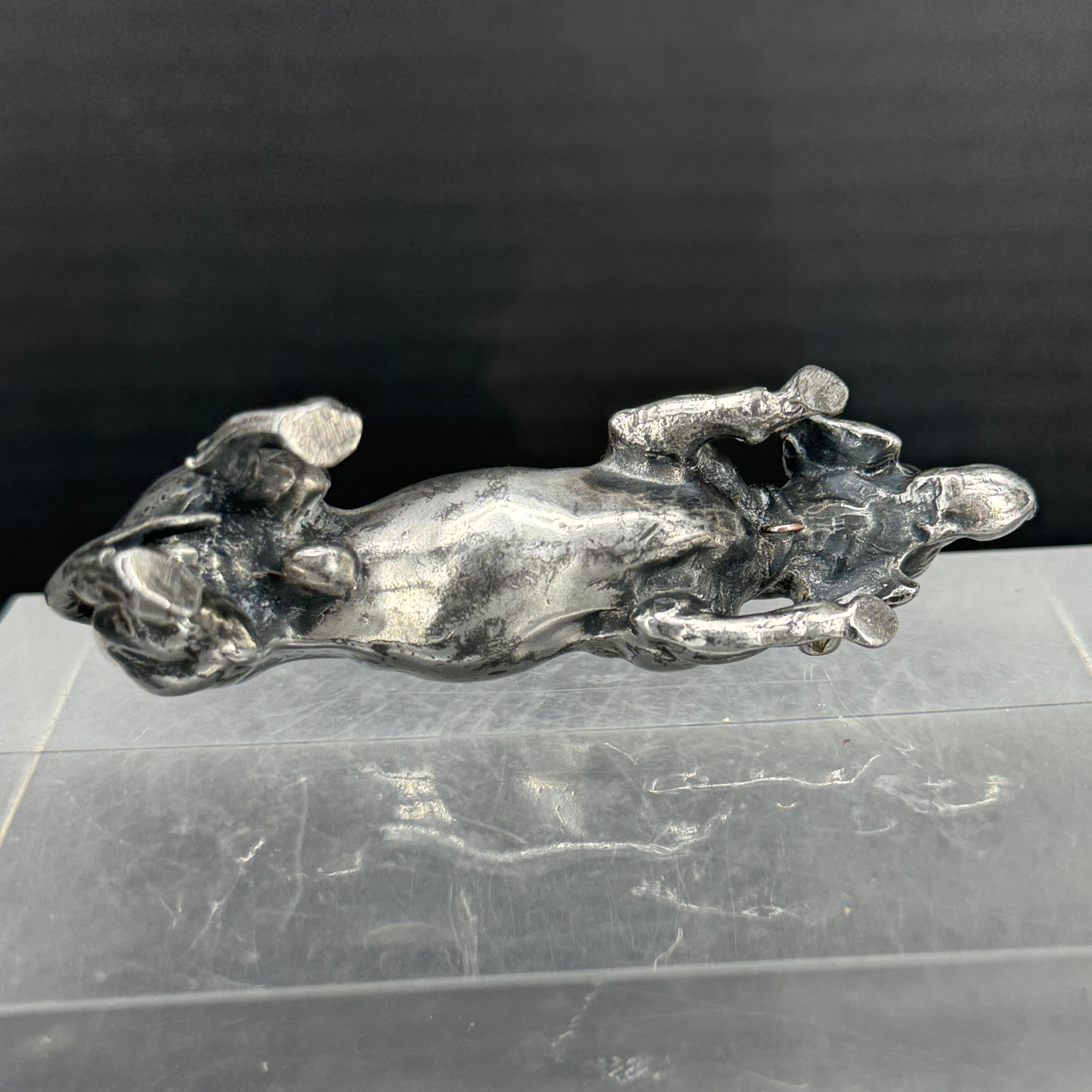 Vintage Solid Bronze Silvered Dachshund Pendant Sculpture, Denmark For Sale 4