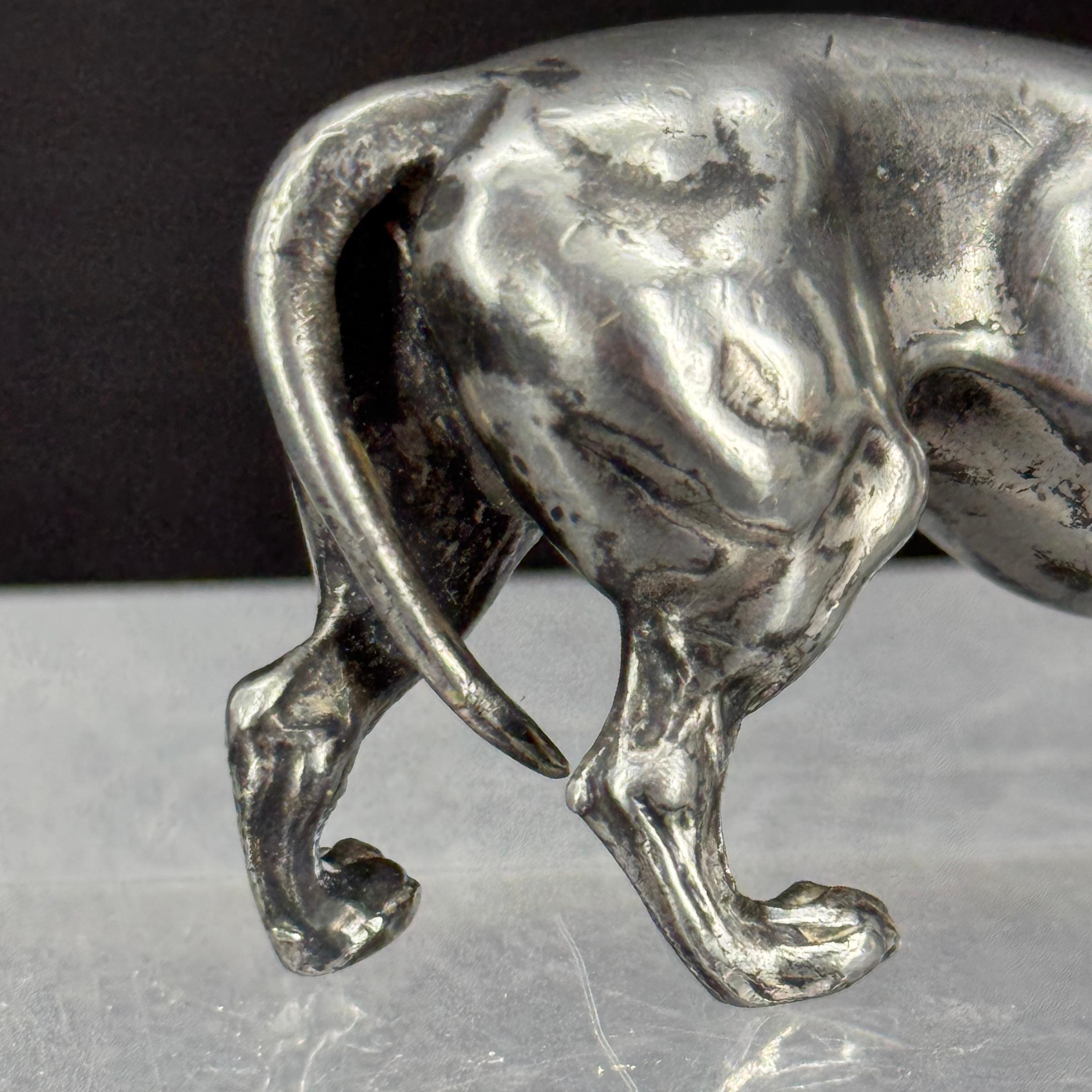 Vintage Solid Bronze Silvered Dachshund Pendant Sculpture, Denmark For Sale 5
