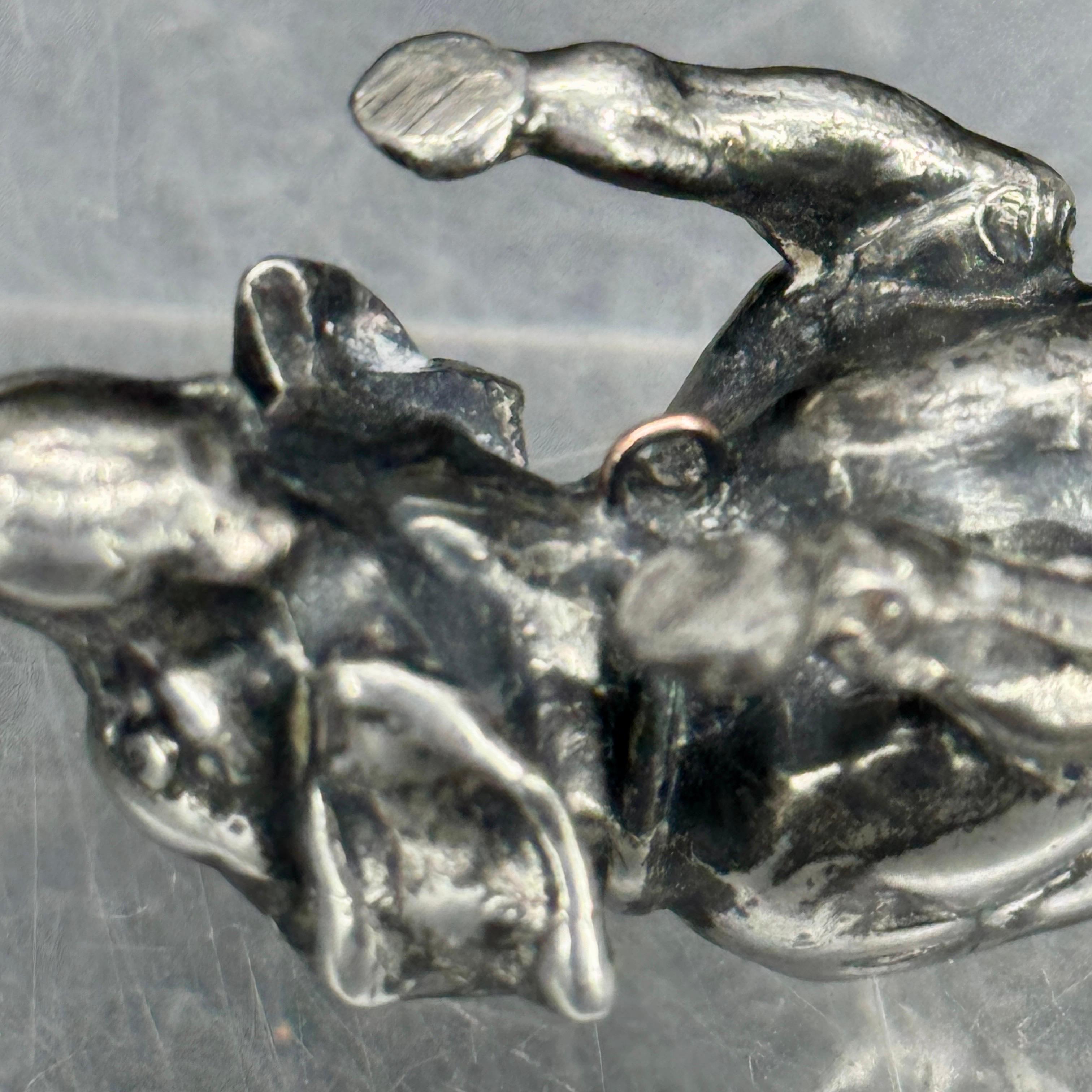 Vintage Solid Bronze Silvered Dachshund Pendant Sculpture, Denmark For Sale 8