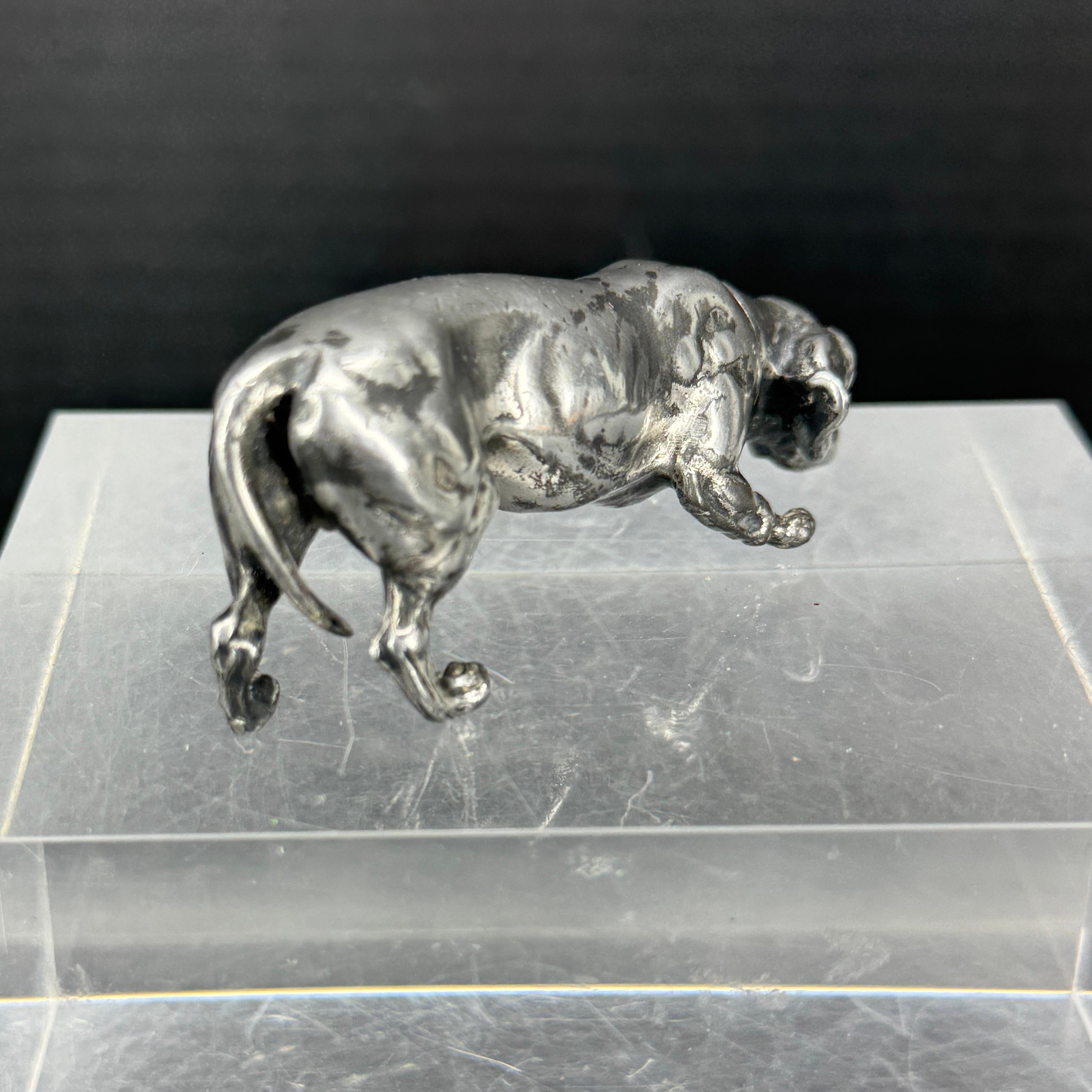 Hand-Crafted Vintage Solid Bronze Silvered Dachshund Pendant Sculpture, Denmark For Sale