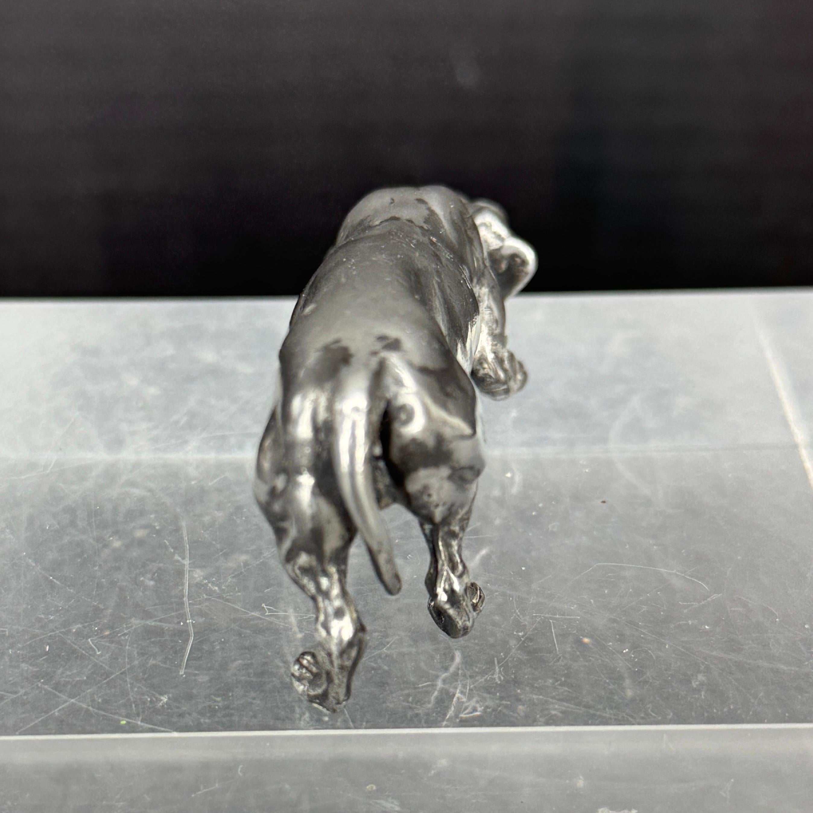 20th Century Vintage Solid Bronze Silvered Dachshund Pendant Sculpture, Denmark For Sale