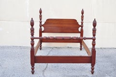 Vintage Solid Cherrywood Colonial Pineapple Acorn Finial Full Size Bed Frame