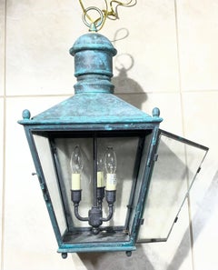 Vintage Solid Copper And Brass Hanging Lantern / 12”x 12”x 24” High