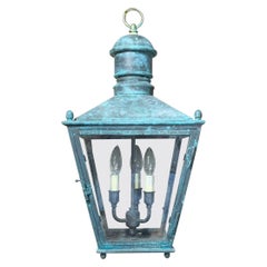 Vintage Solid Copper And Brass Hanging Lantern / 12”x 12”x 24” High