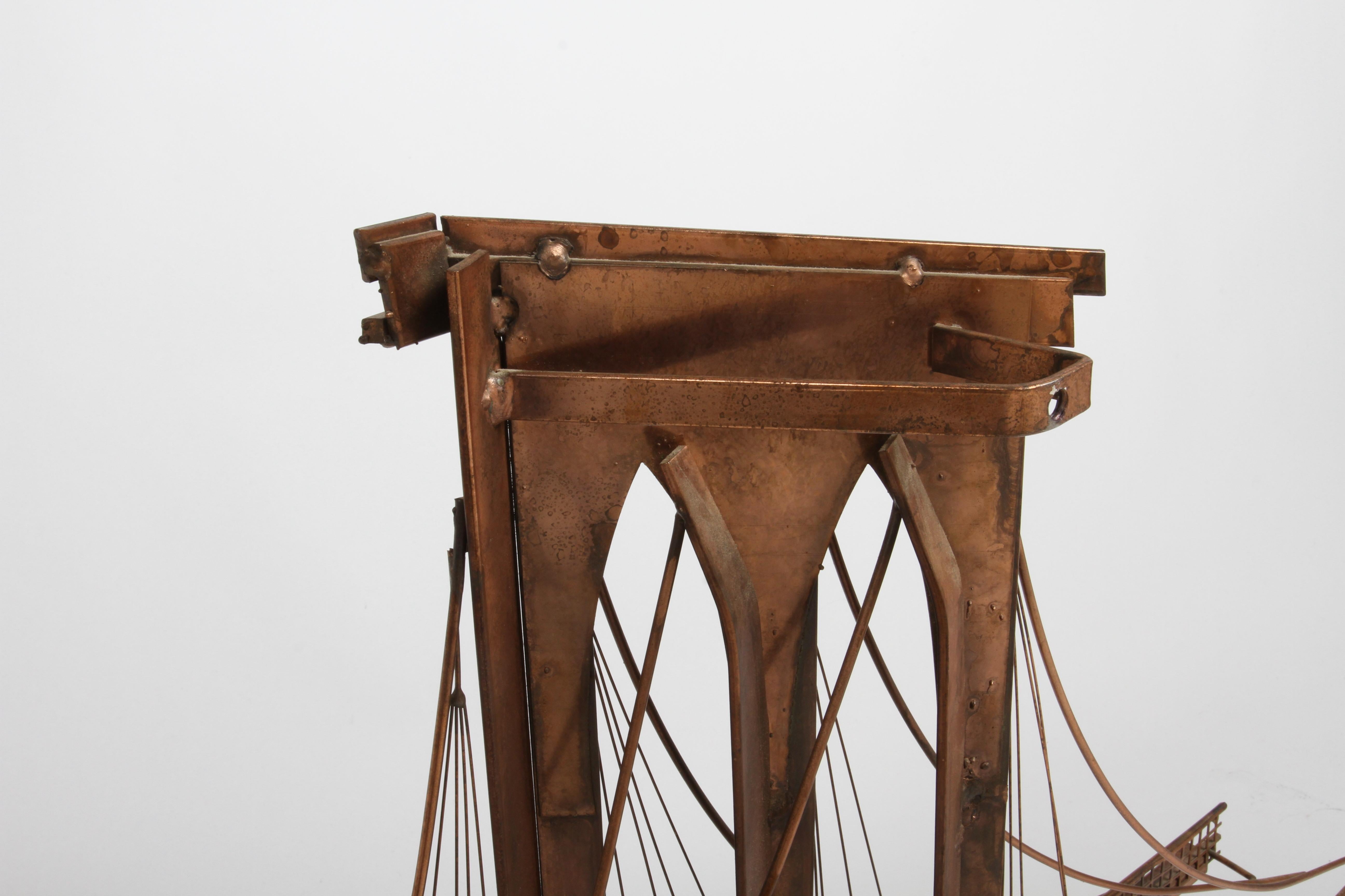 Vintage Solid Copper Brooklyn Bridge Wall Sculpture Curtis Jeré circa 1970s 7