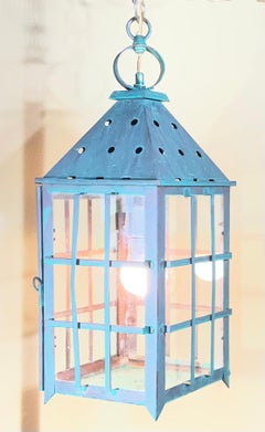 Vintage Solid Copper Hanging Lantern – Patina /colonial/rustic/industrial