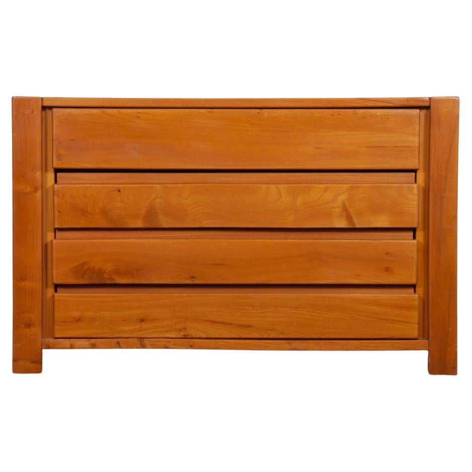 Vintage solid elm chest of drawers, 1980s