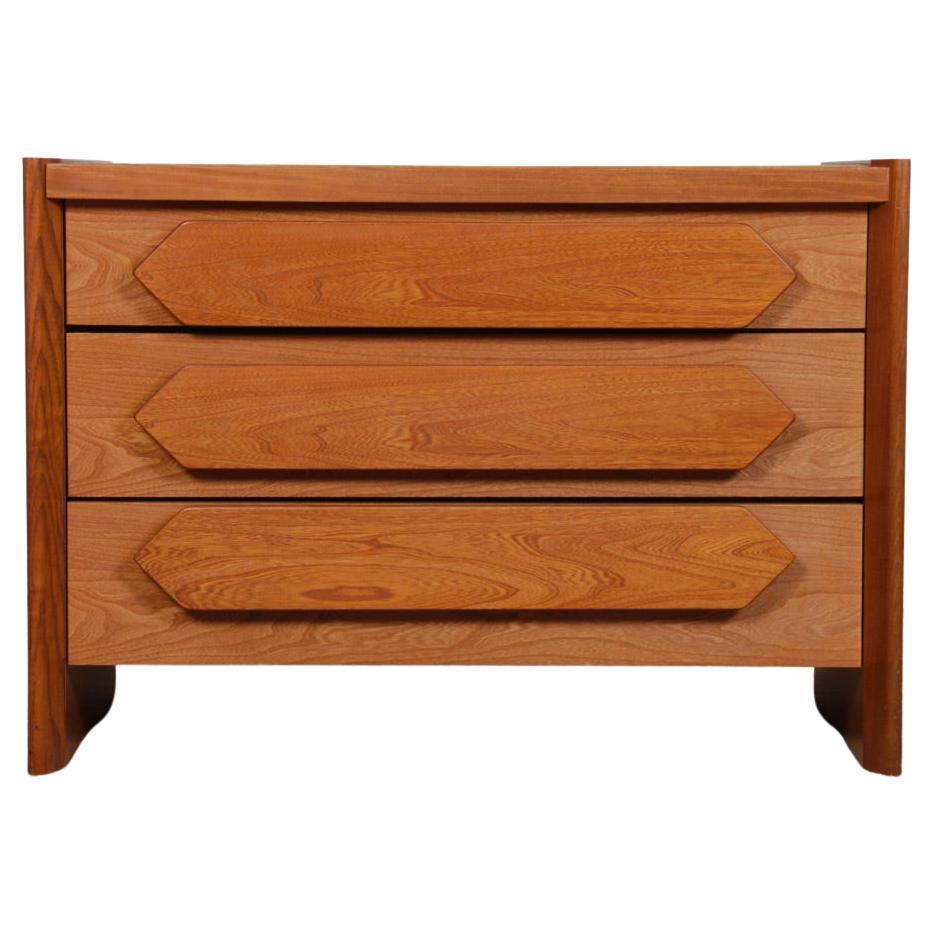 Vintage solid elm chest of drawers, 1980s