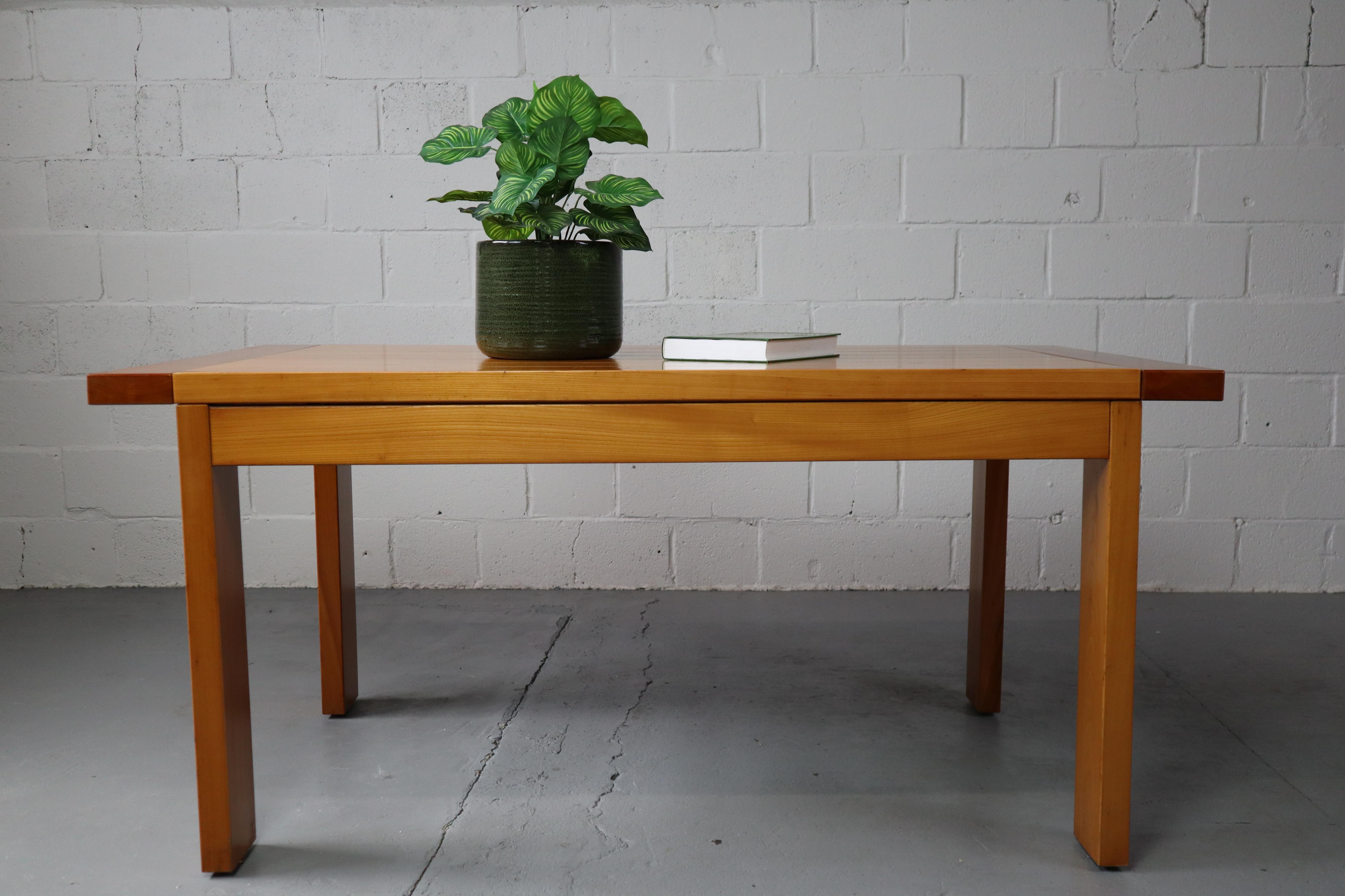 French Vintage solid Elm dining table by Maison Regain, France For Sale