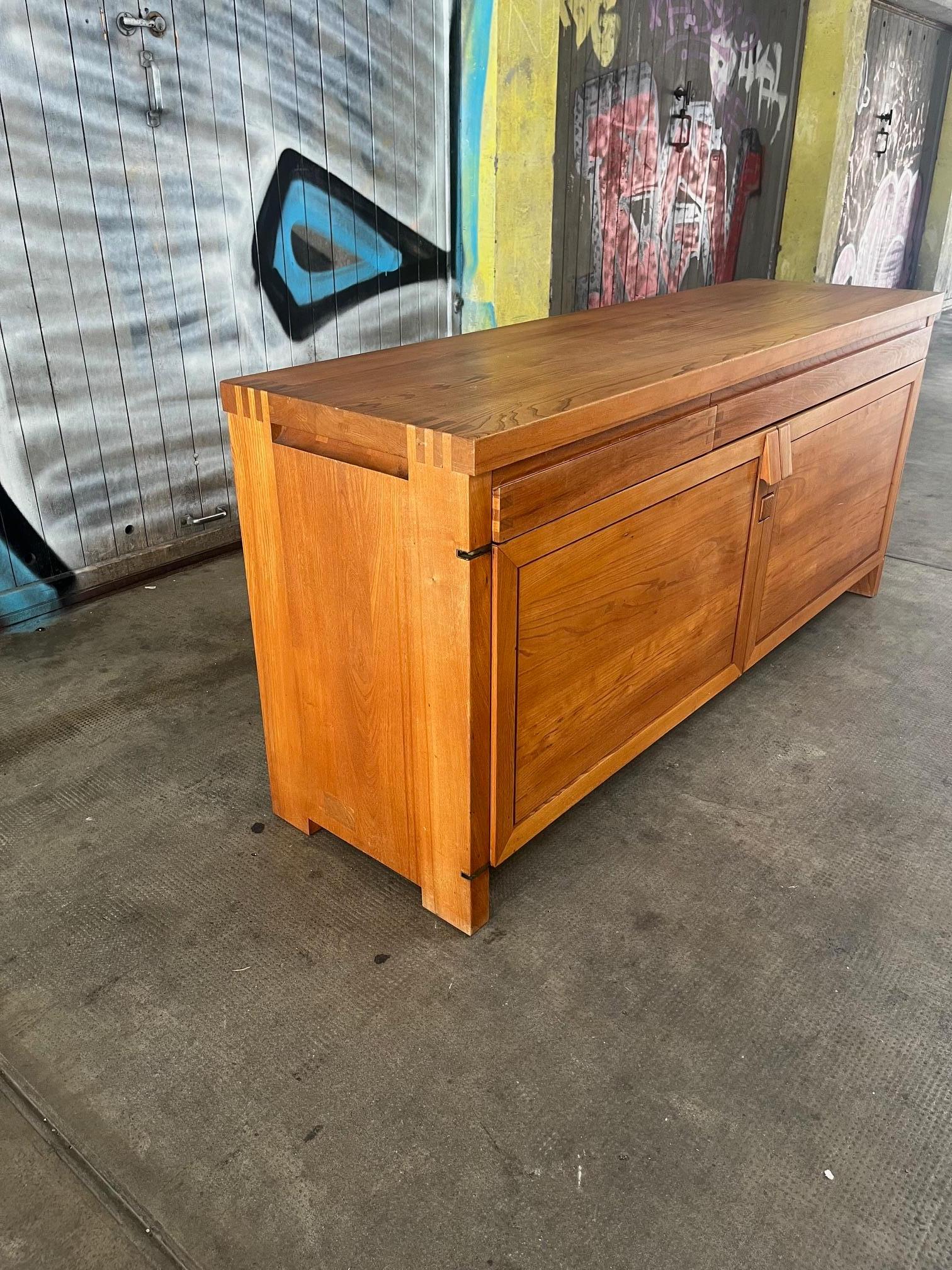 Vintage Solid Elm R08 Sideboard by Pierre Chapo, France ca. 1960s For Sale 8