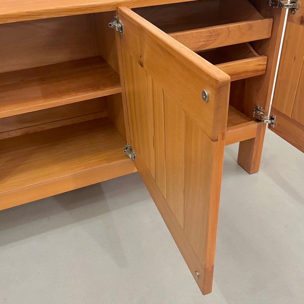 Vintage solid elm sideboard by Maison Regain, France ca. 1960s For Sale 9
