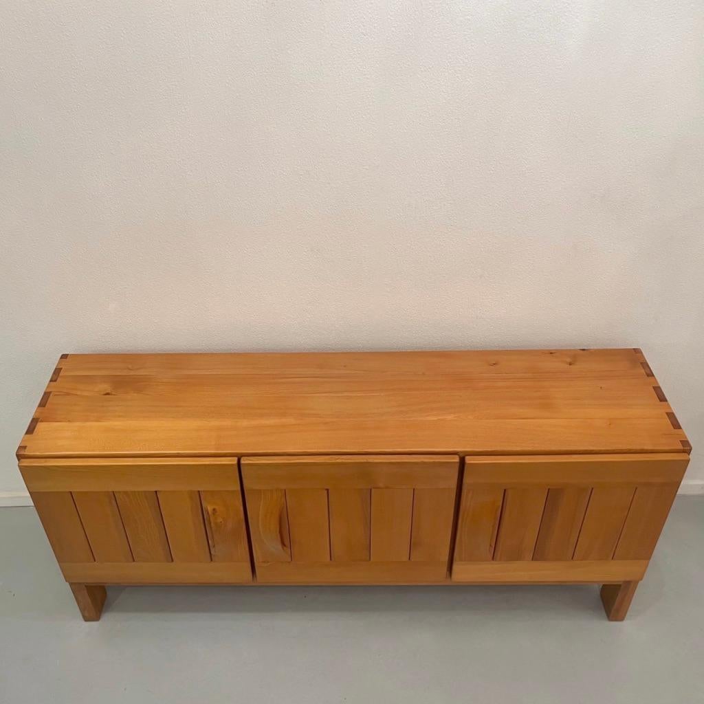 Elm Vintage solid elm sideboard by Maison Regain, France ca. 1960s For Sale