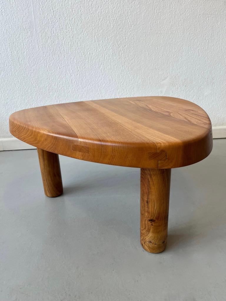 French Vintage Solid Elm T23 Three Legged Side Chair by Pierre Chapo France circa 1960s