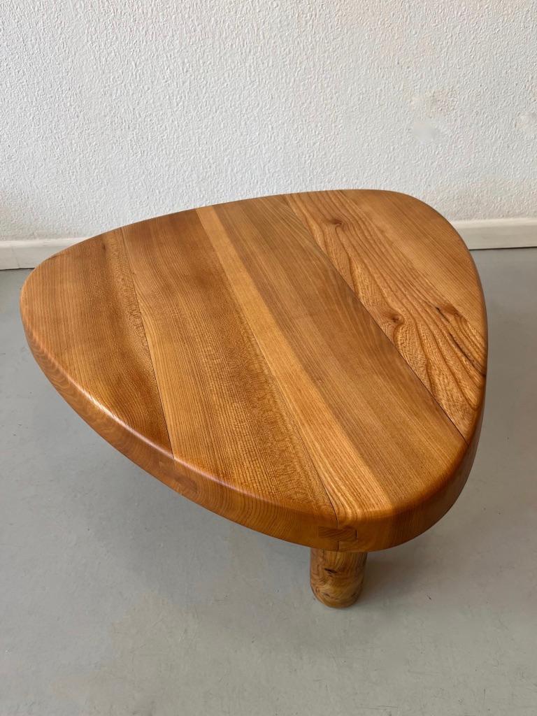Mid-20th Century Vintage Solid Elm T23 Three Legged Side Chair by Pierre Chapo France circa 1960s