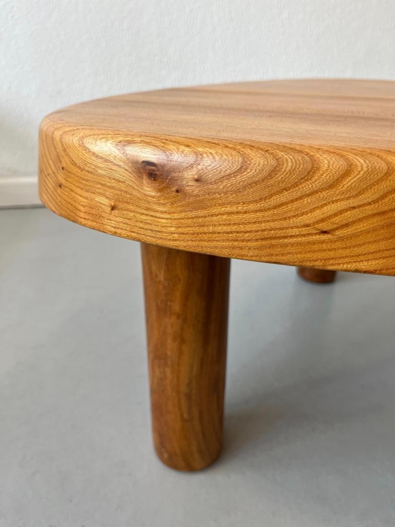 Vintage Solid Elm T23 Three Legged Side Chair by Pierre Chapo France circa 1960s 2