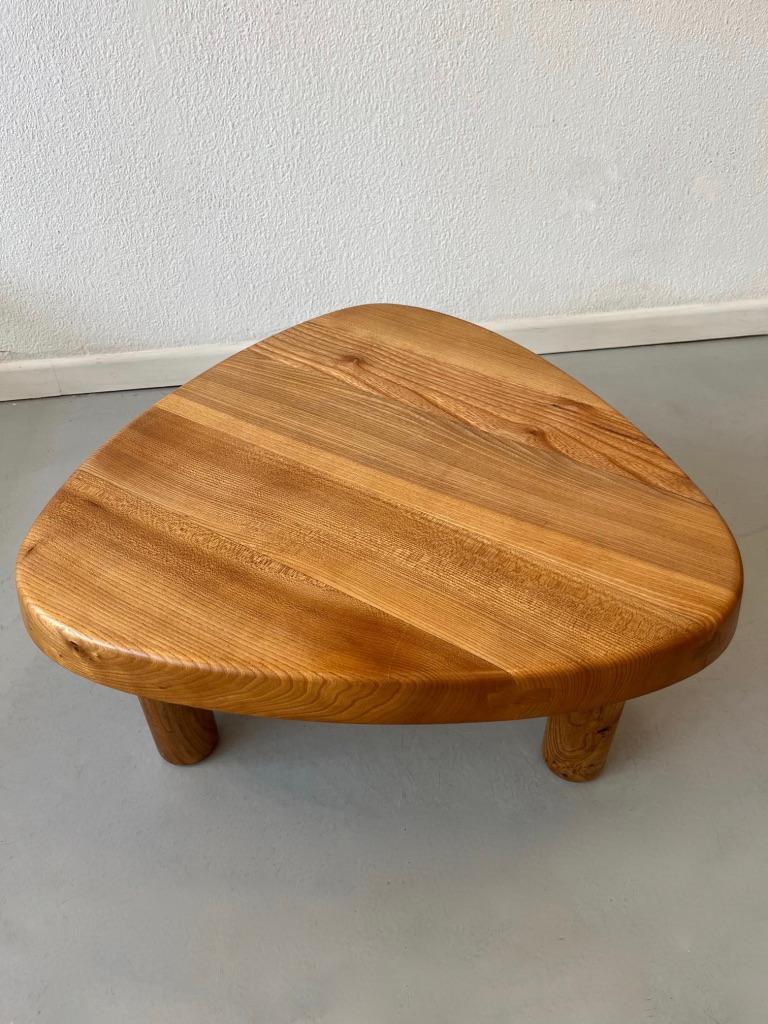 Vintage Solid Elm T23 Three Legged Side Chair by Pierre Chapo France circa 1960s 3