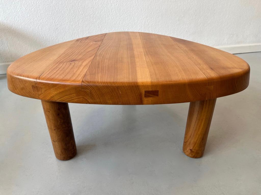 Vintage Solid Elm T23 Three Legged Side Chair by Pierre Chapo France circa 1960s 4