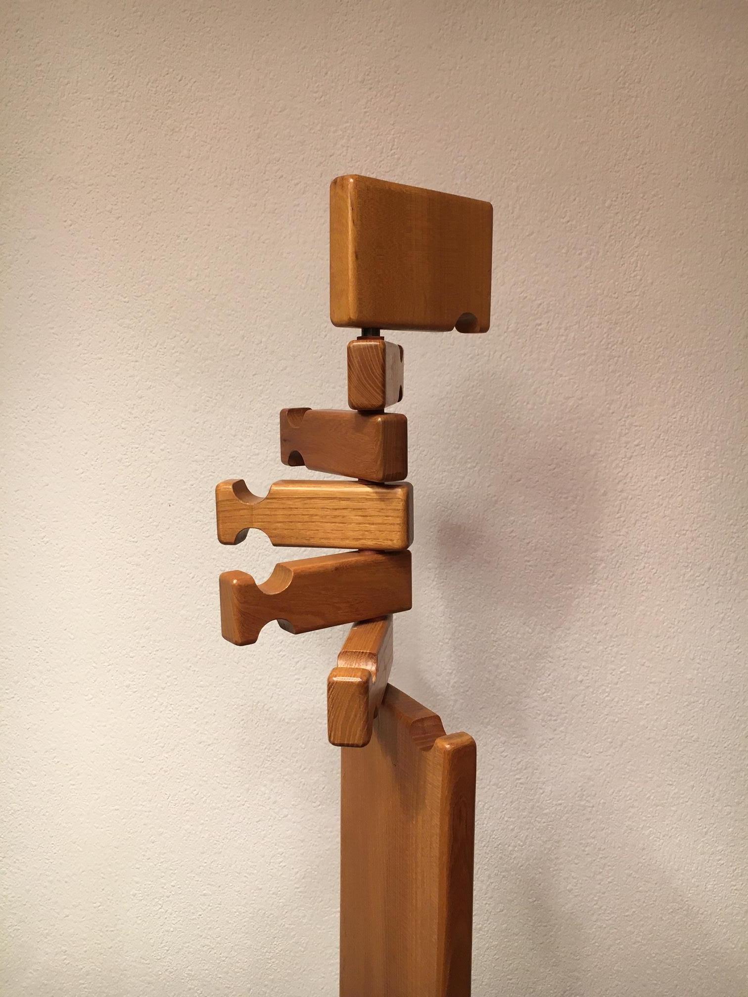 Rare Solid Elm Wood Coat Rack Attributed to Pierre Chapo, France ca. 1970 6
