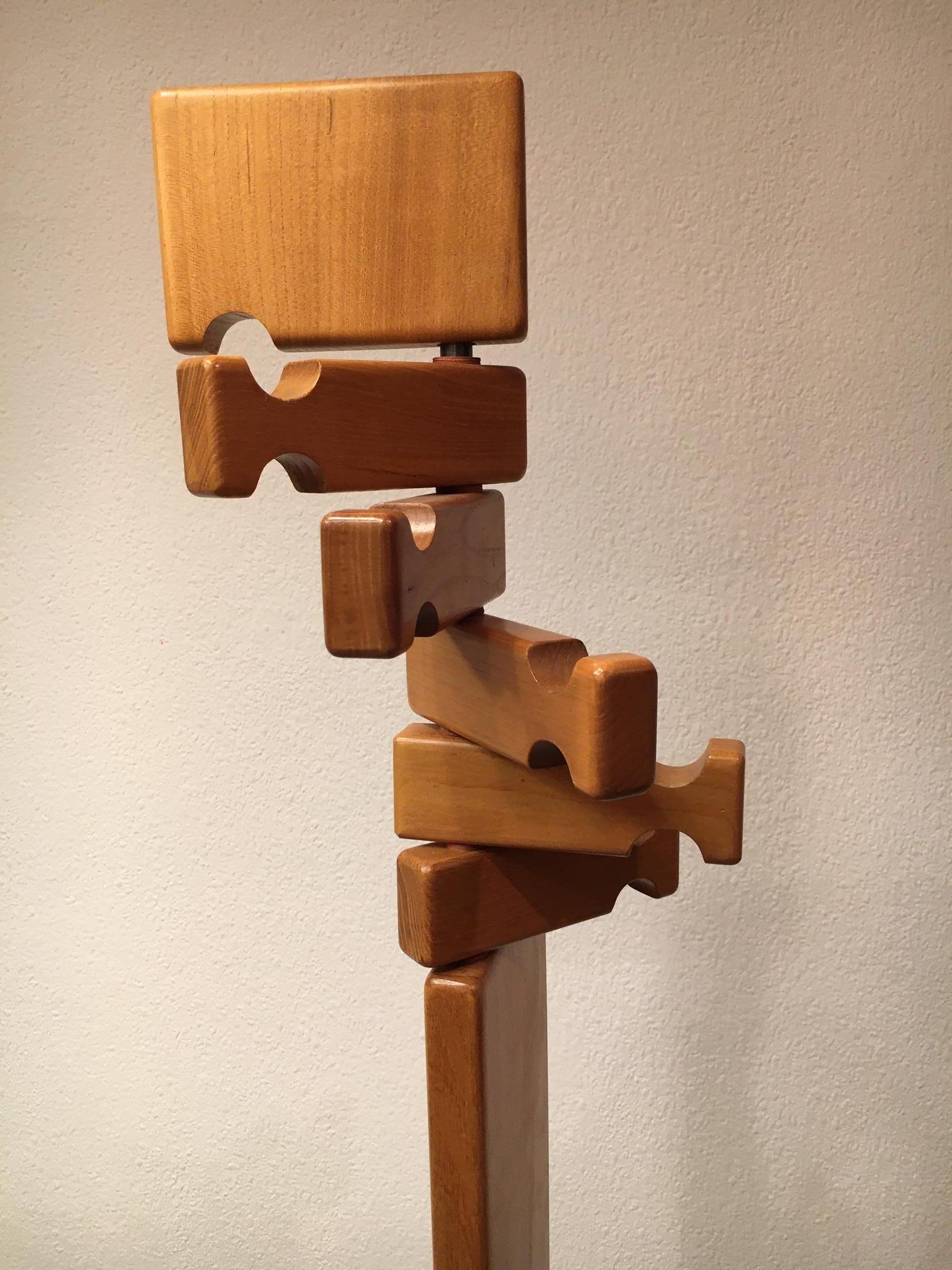 Rare Solid Elm Wood Coat Rack Attributed to Pierre Chapo, France ca. 1970 1