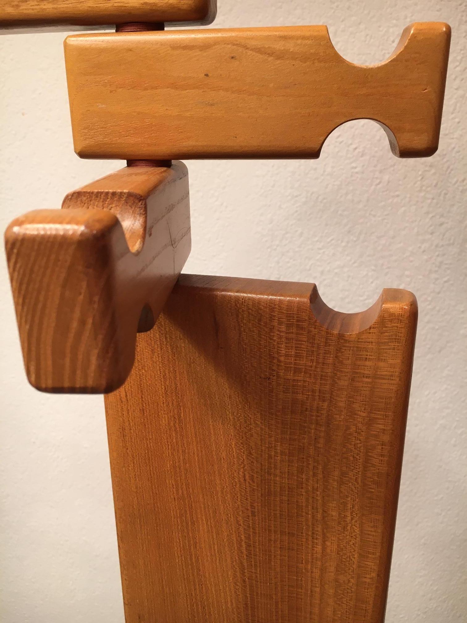 Rare Solid Elm Wood Coat Rack Attributed to Pierre Chapo, France ca. 1970 4