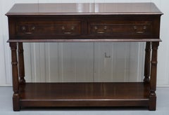Vintage Solid English Oak Sideboard with Drawers Handmade England Pillared Legs